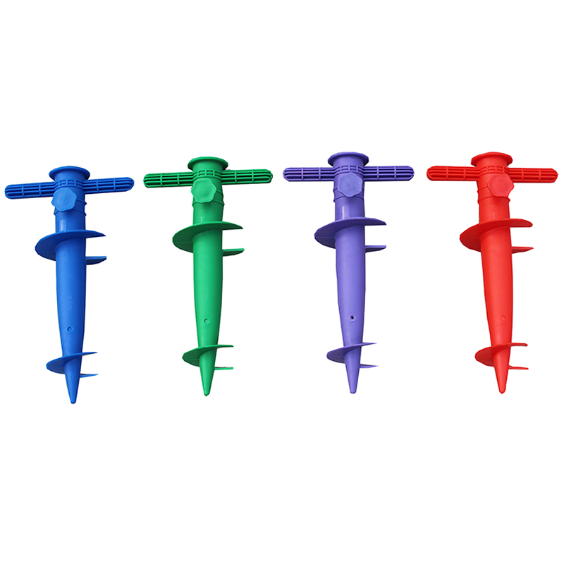 Convenient colorful PP plastic spiral beach umbrella anchor UA1901 with T-handle